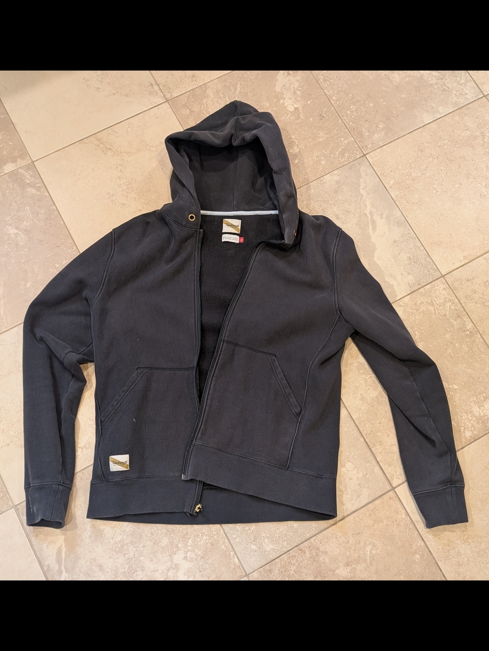 Men's Black Zip Hoodie Jacket - Tracksmith Casual Hooded Sweatshirt
